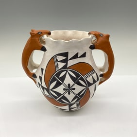 Melissa Antonio Acoma Polychrome Vase, Double Handle