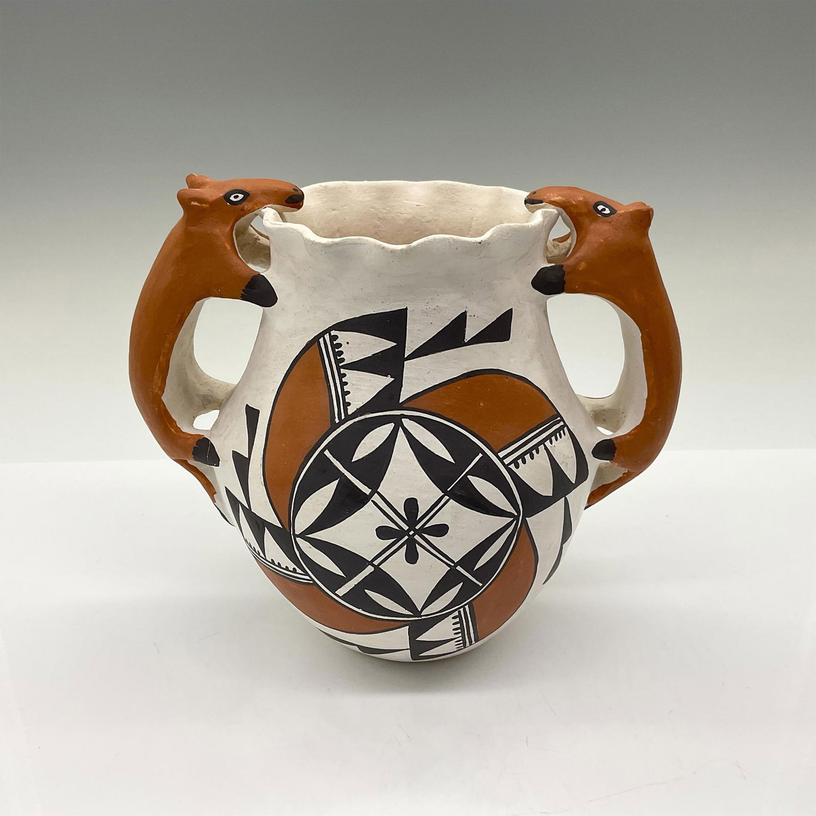 Melissa Antonio Acoma Polychrome Vase, Double Handle (1 of 6)