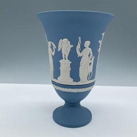 Wedgwood Pale Blue Jasperware Footed Vase