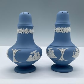 2pc Wedgwood Pale Blue Jasperware Salt and Pepper Shakers