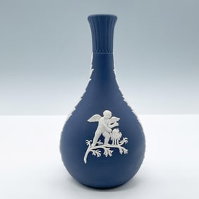 Wedgwood Dark Blue Jasperware Bud Vase, Cupid as Spring