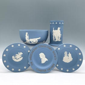5pc Wedgwood Pale Blue Jasperware, Collectors Society Pieces