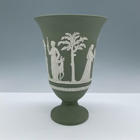 Wedgwood Sage Green Jasperware Footed Vase