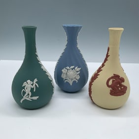 3pc Wedgwood Jasperware Bud Vases