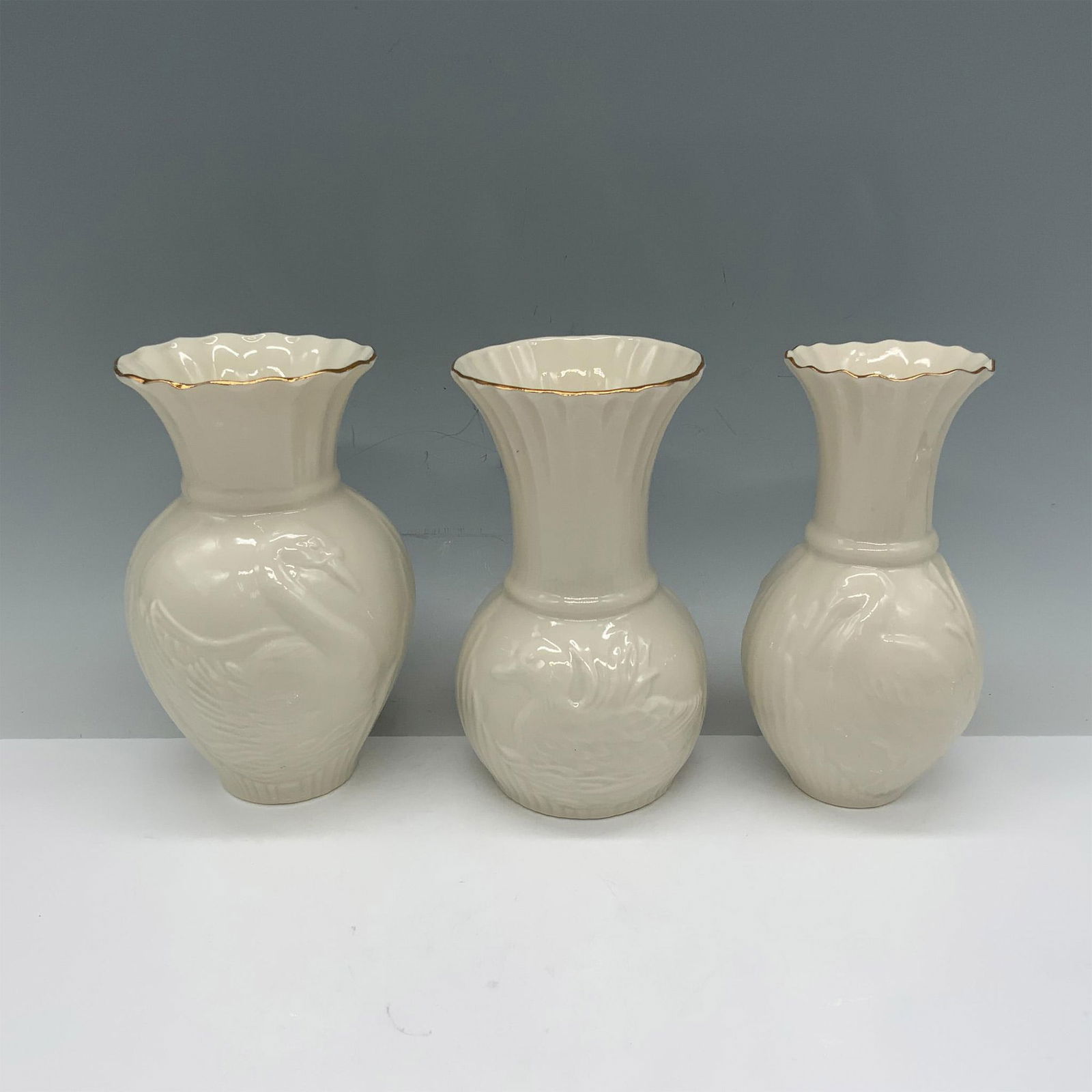 3pc Vintage Belleek Porcelain Mini Bird Vases (1 of 3)