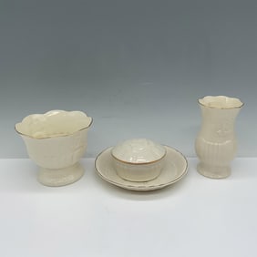 4pc Vintage Belleek Porcelain Celtic Wolfhound Set