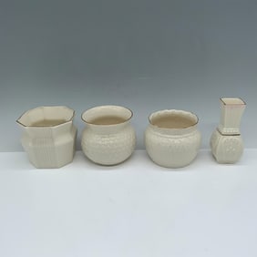 4pc Vintage Belleek Porcelain Mini Bowl and Vase Set
