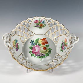 Herend Hungary Porcelain Printemps Openwork Basket