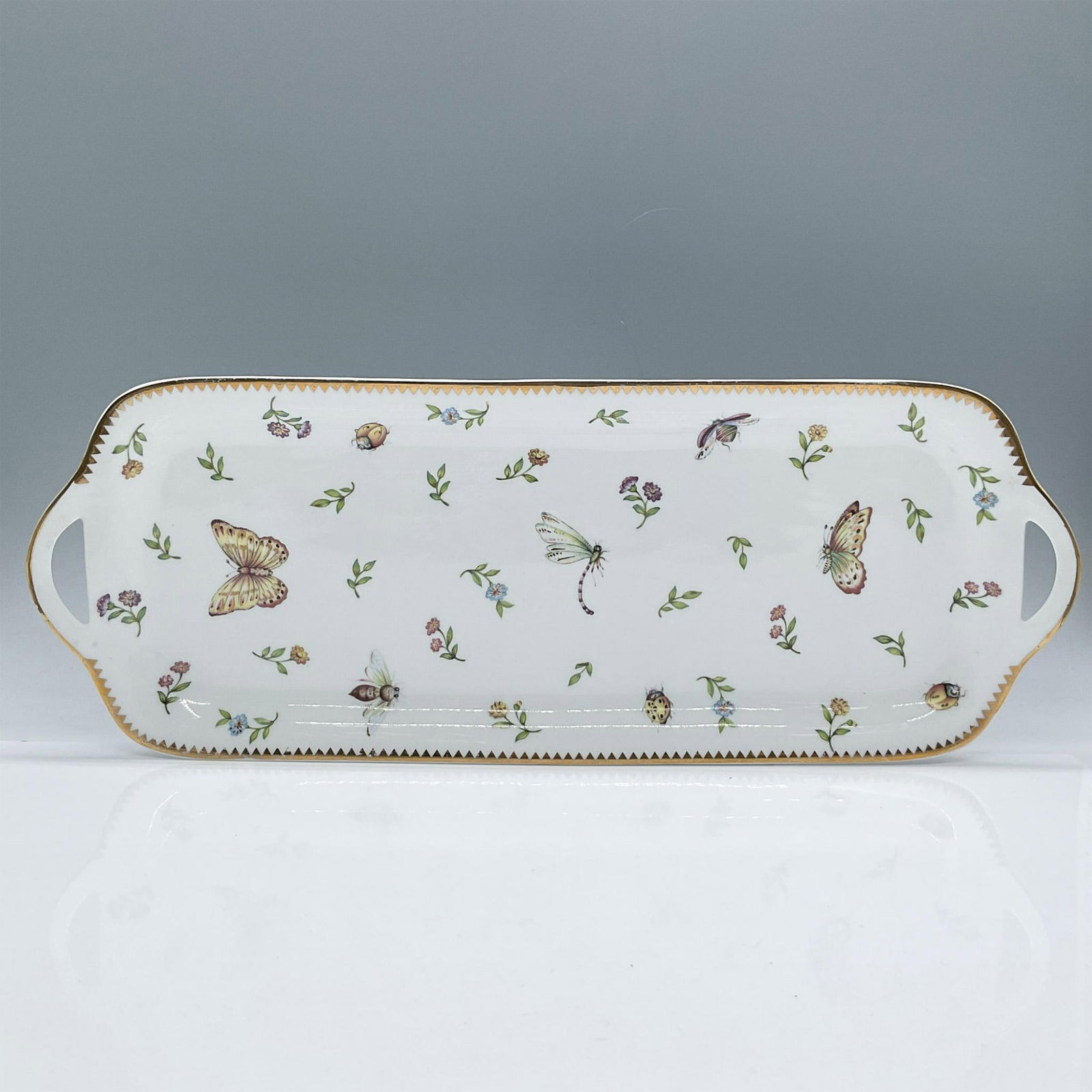 I. Godinger Porcelain Handled Serving Tray, Primavera (1 of 3)