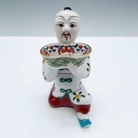 Herend Porcelain Figurine Salt Cellar, Chinese Man Kneeling
