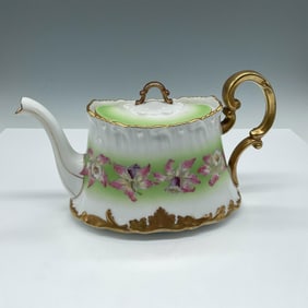 T & V Limoges Porcelain Teapot, Pink Daffodil