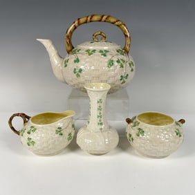 4pc Belleek Porcelain Tea Service Grouping