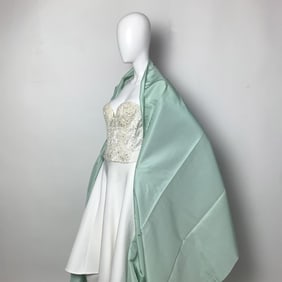 Long Light Teal Color Satin Table Runner