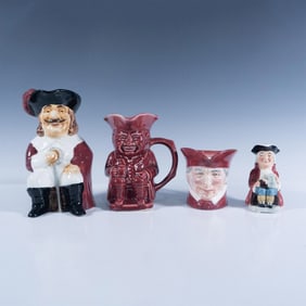 4pc Maroon Themed Toby and Character Jugs