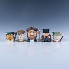 5pc Small English Collectible Ceramic Toby Jugs