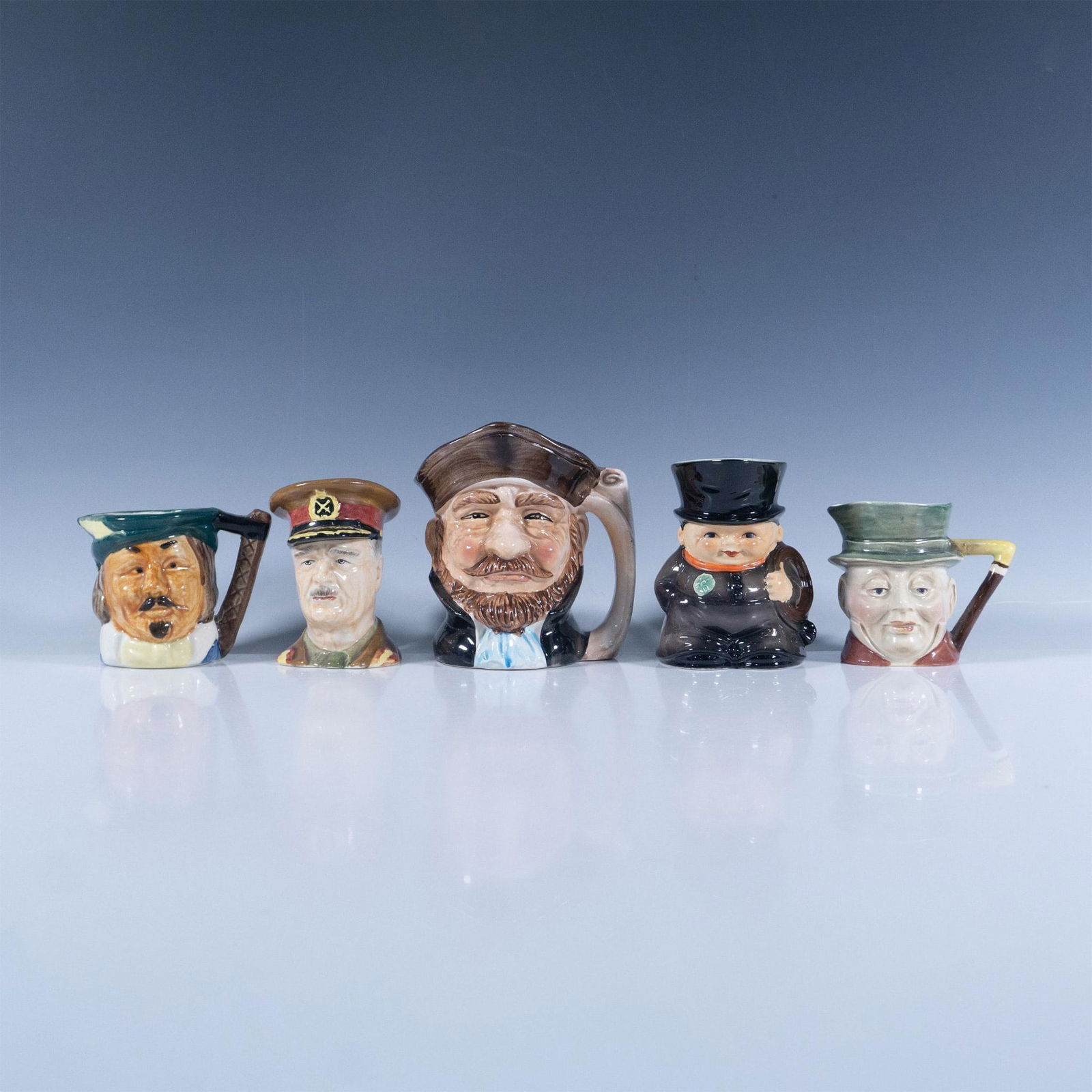5pc Small English Collectible Ceramic Toby Jugs (1 of 3)