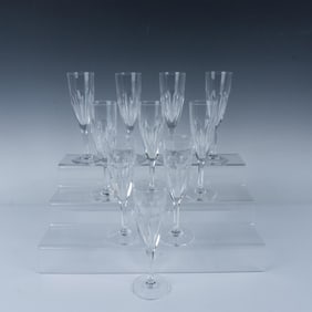 Set of 10 St. Louis Crystal Bristol Fluted Champagne Glasses