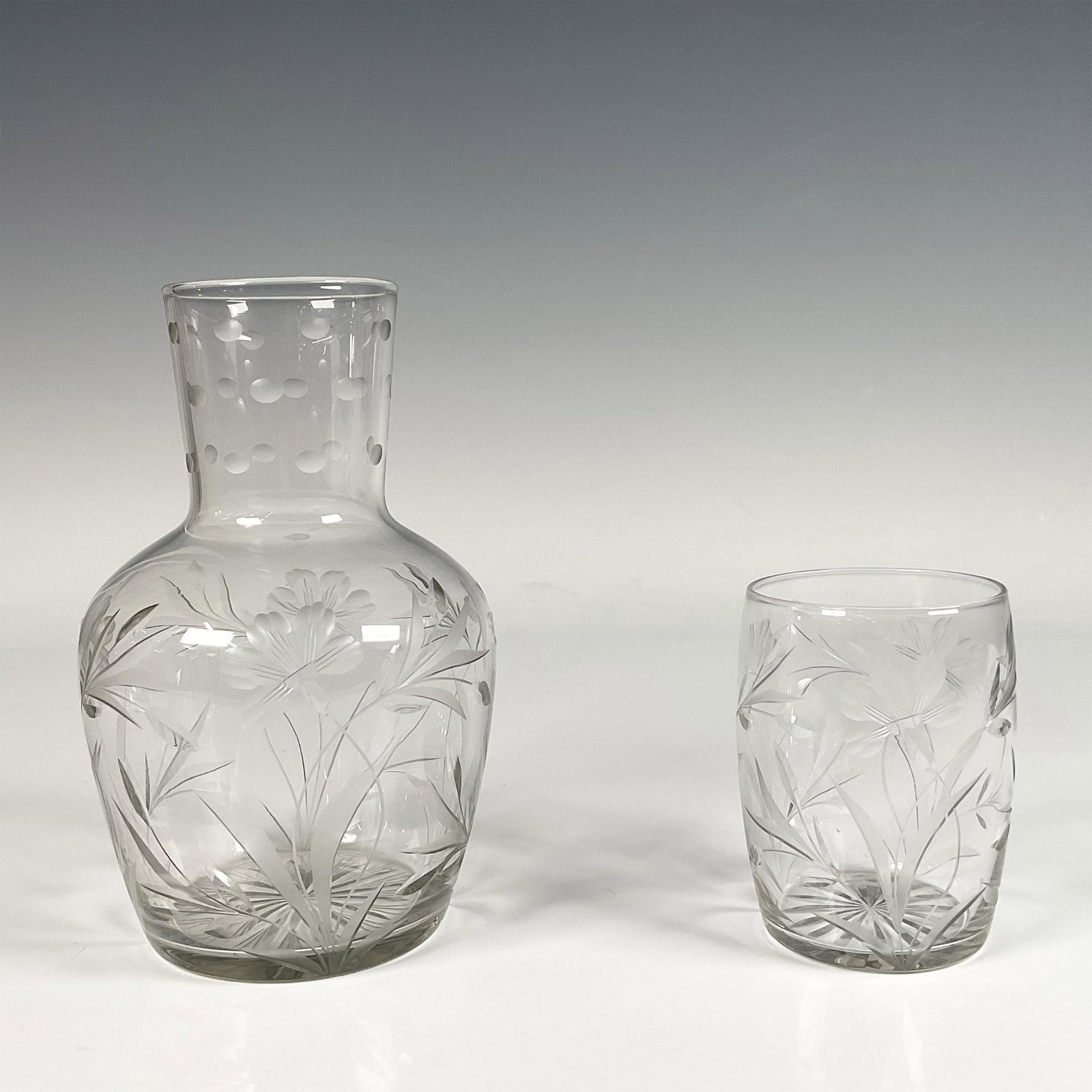 2pc Glass Water Bottle and Cup Set with Flower Pattern (1 of 4)