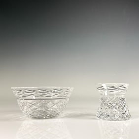2pc Waterford Crystal Dessert Bowl and Candle Holder