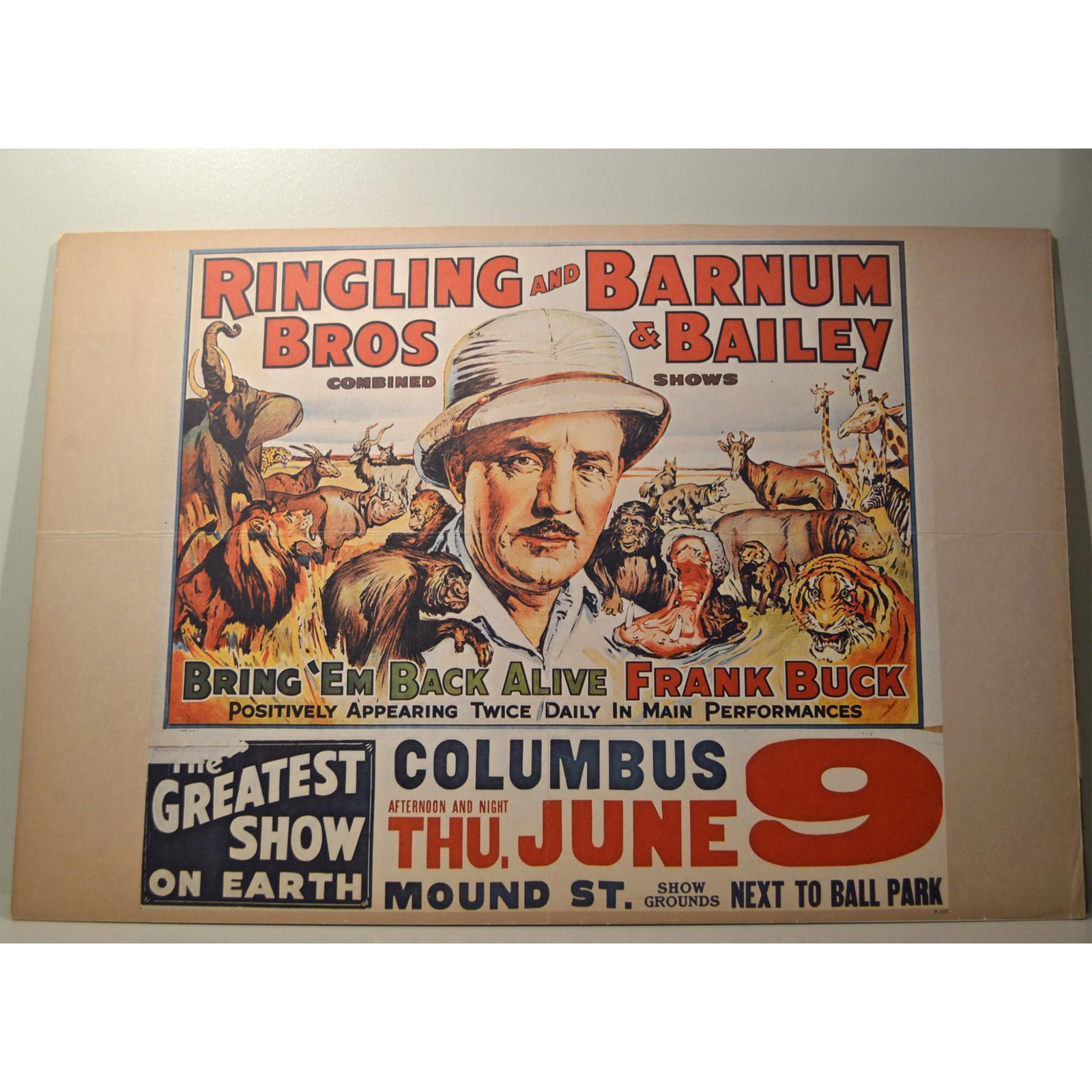 Ringling Bros And Barnum & Bailey Original Poster, Bring 'Em Back Alive Frank Buck Appearing (1 of 3)