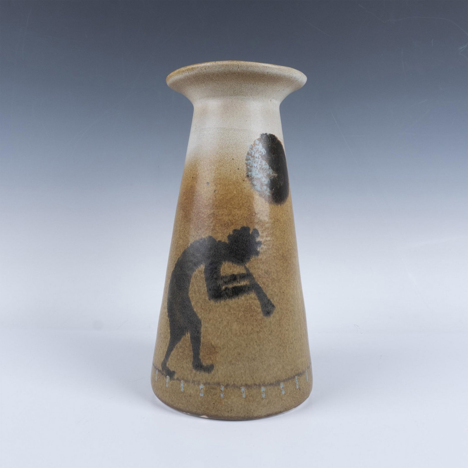 Flat Earth Pottery Salt Glazed Vase, Kokopelli (1 of 4)