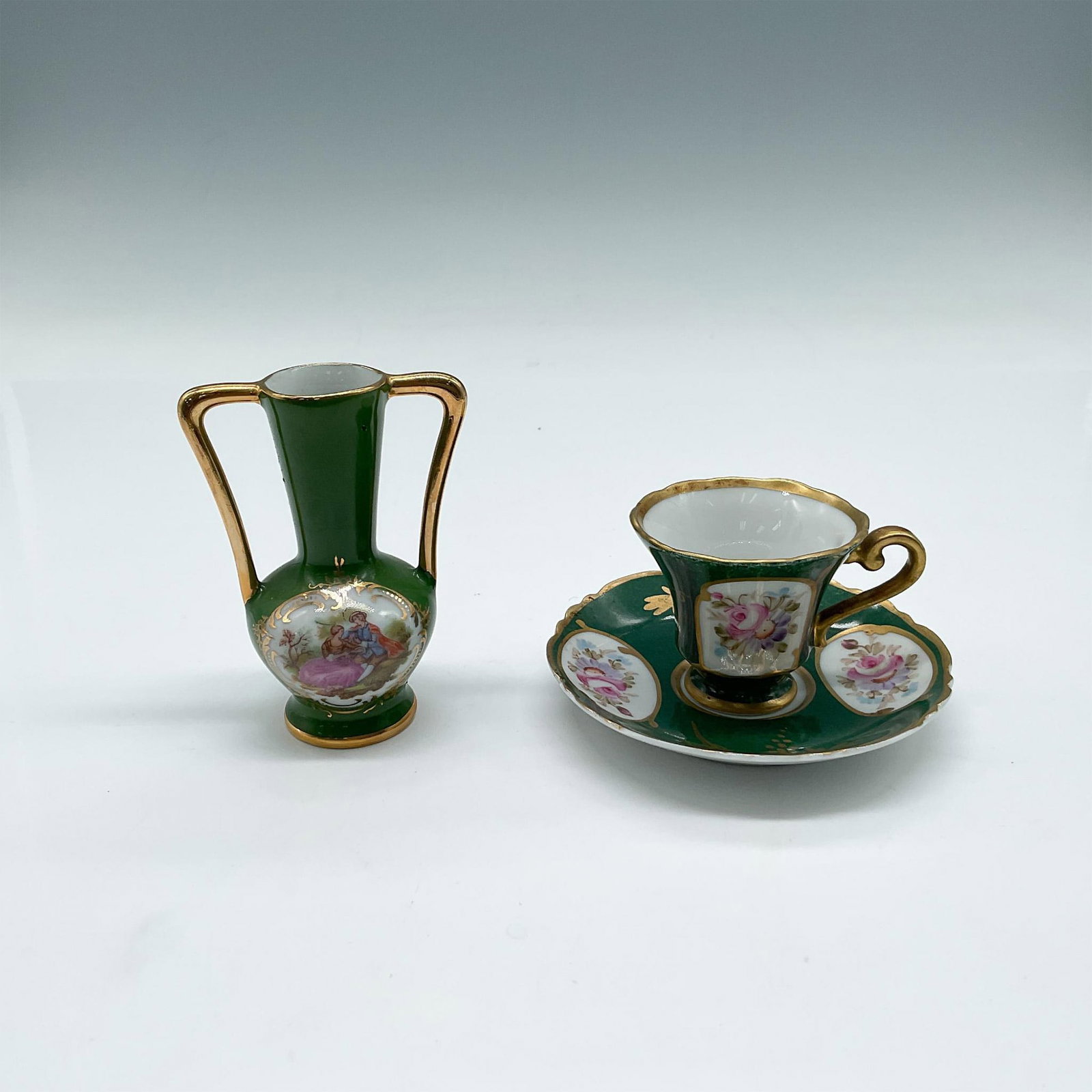 3pc Limoges Porcelain Green Miniatures (1 of 3)