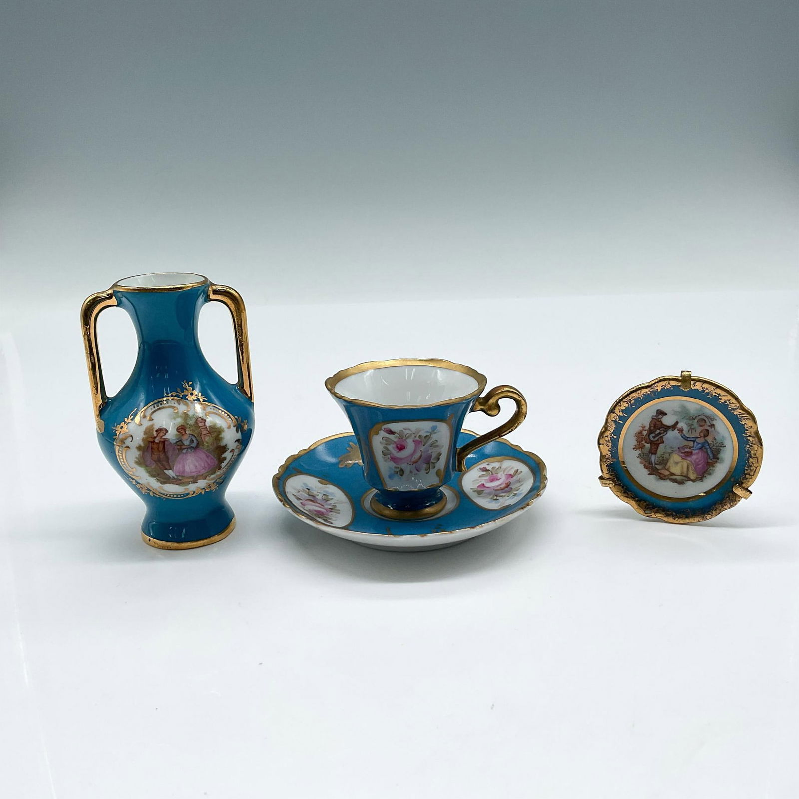4pc Limoges Turquoise Porcelain Miniature Collection (1 of 3)