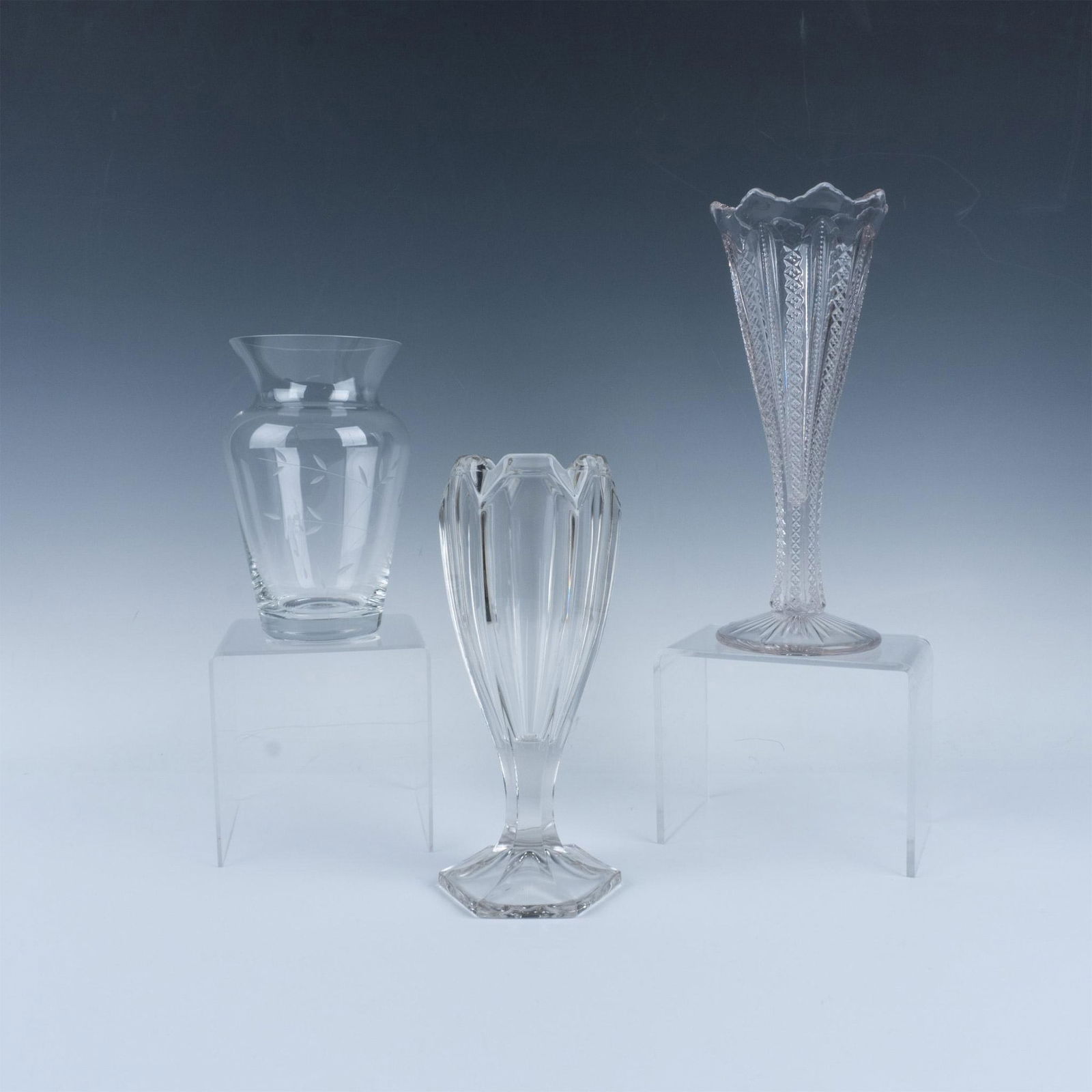 3pc Vintage Glass Vases, Lenox, Fostoria, and Duncan (1 of 5)