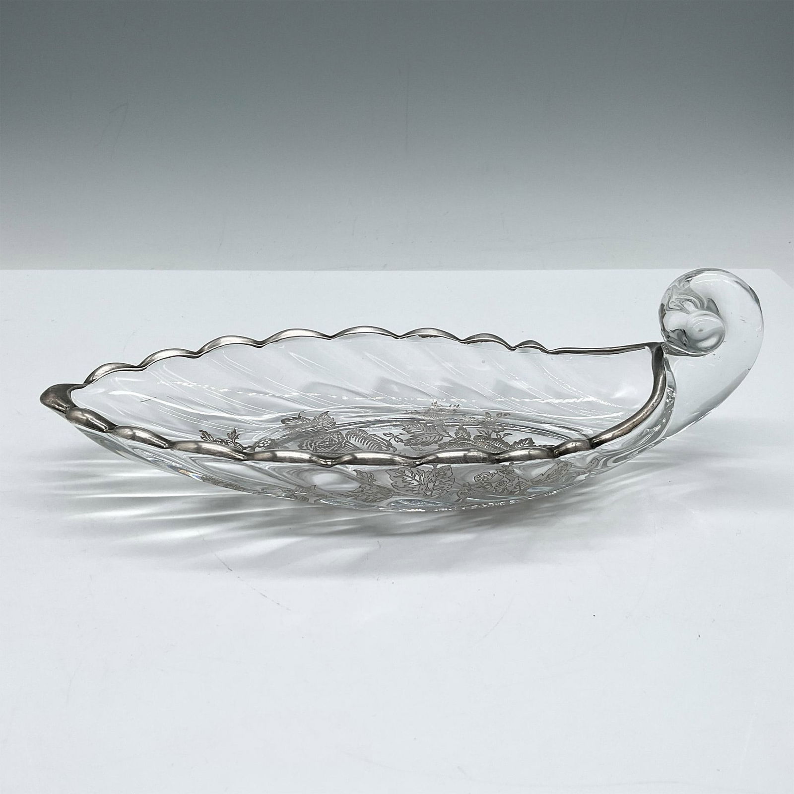 Vintage Glass Appetizer Tray with Silver Overlay (1 of 3)