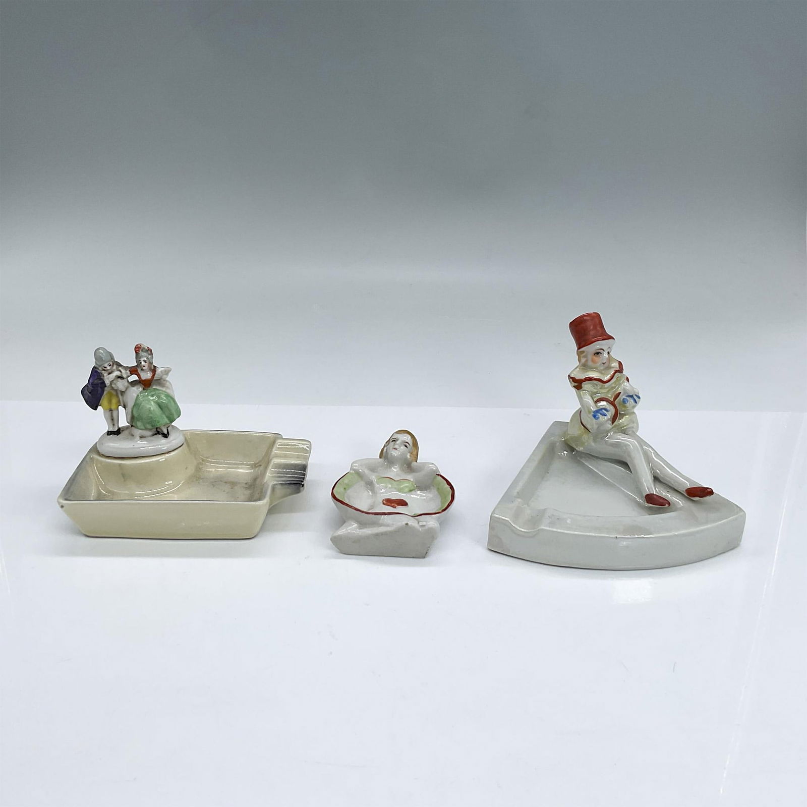 3pc Vintage Japanese Porcelain Ashtrays, People (1 of 3)