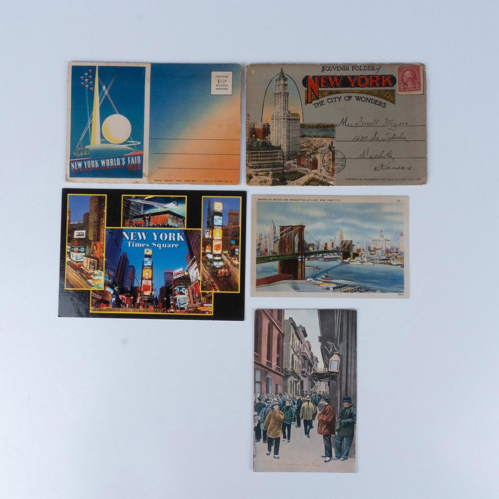 5pc Vintage Color New York Themed Postcards (1 of 2)