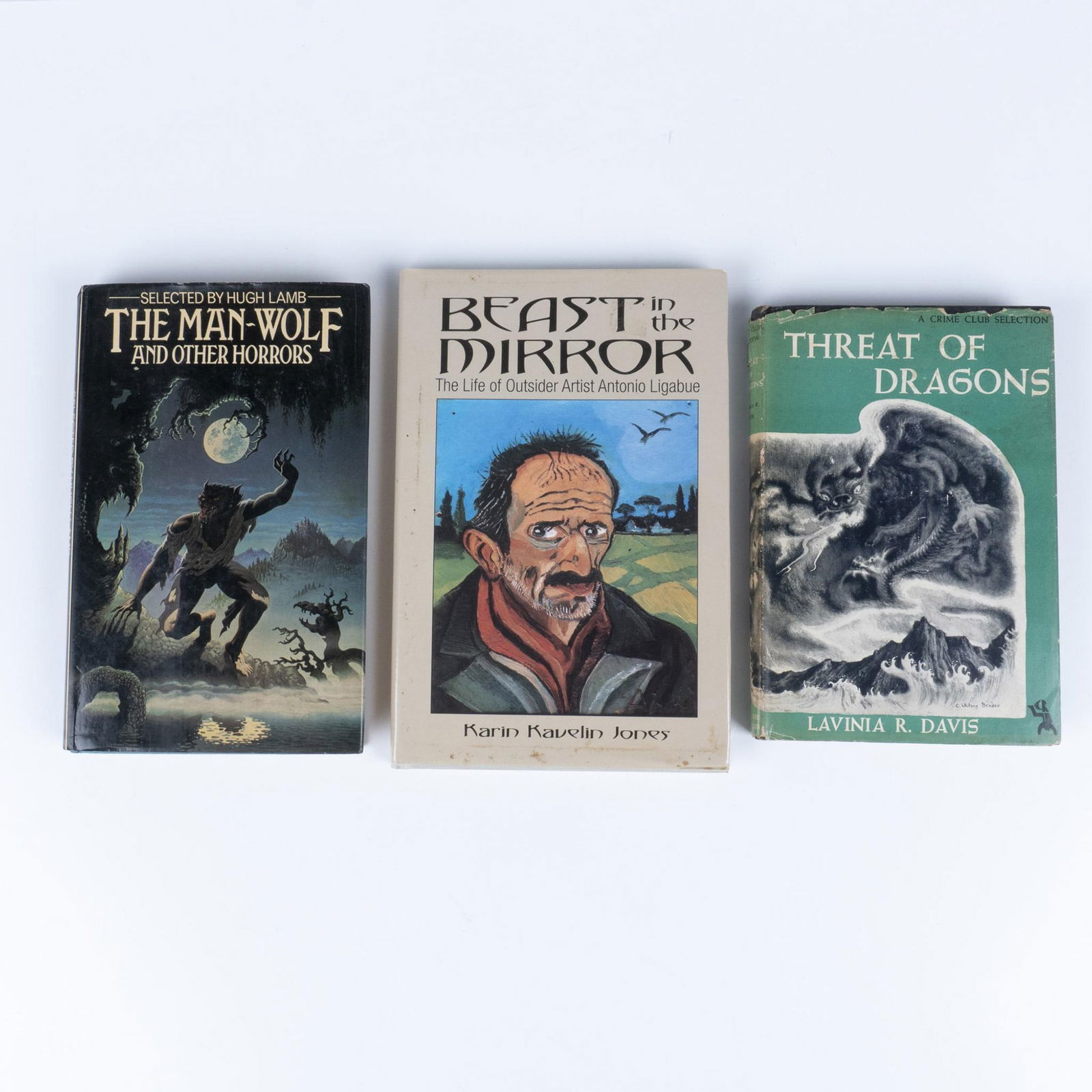 3pc Horror Book Set, Threat of Dragons, Wolf Man, Antonio Ligabue (1 of 3)