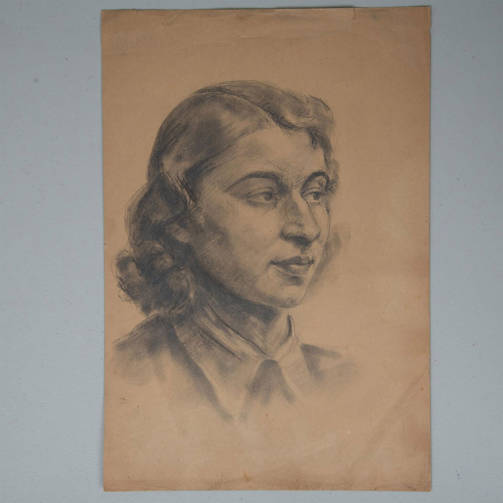 Black Chalk & Graphite on Paper, Realist Woman Portrait (1 of 3)