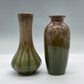 2pc Hosley Drip Pottery Vases