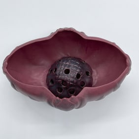 2pc Van Briggle Pottery Tulip Console Bowl and Flower Frog