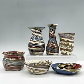 6pc Desert Sands Pottery Vases Bowl and Ashtray