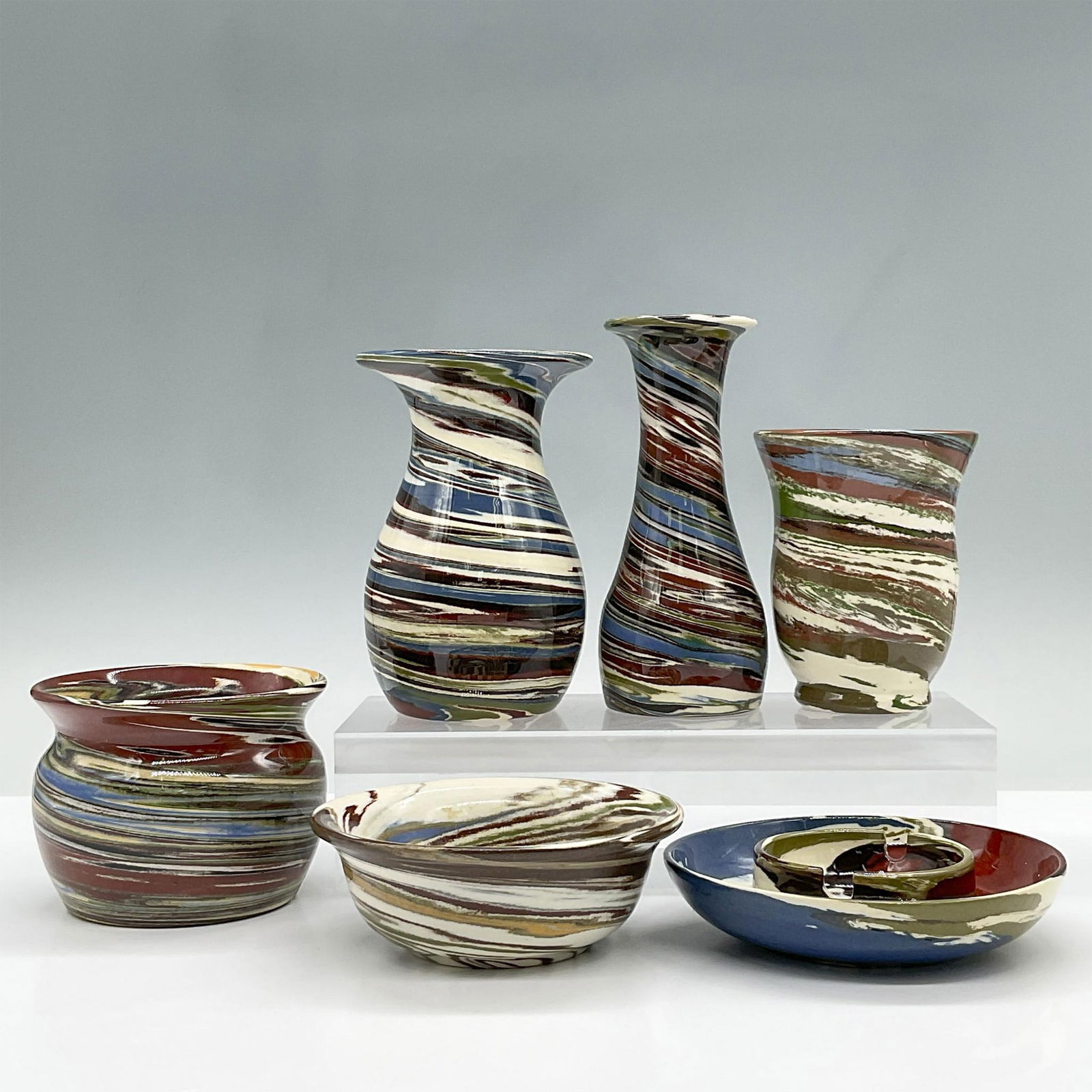 6pc Desert Sands Pottery Vases Bowl and Ashtray (1 of 3)