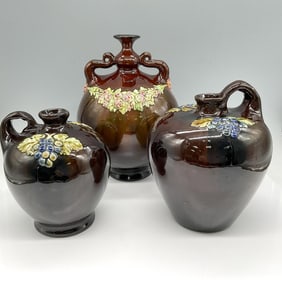 3pc Peters & Reed Glazed Jugs