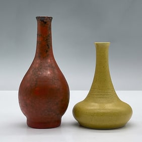 2pc Pigeon Forge Pottery Yellow and Orange Vases