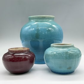 3pc Pisgah Forest Pottery Vases