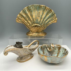 3pc Gonder, Stangl, & Royal Haeger Iridescent Home Decor