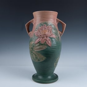 Vintage Roseville USA Pottery Floor Vase, Water Lily