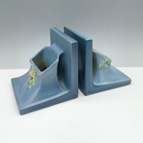 Pair of Roseville USA Pottery Planter Bookends, Columbine