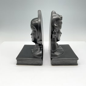 Pair of Roseville Pottery Black Burmese Bookends