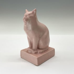Rookwood Present Day Pottery Animal Figurine, Pink Cat