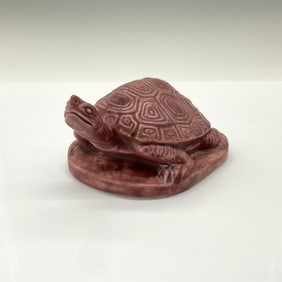 Rookwood Present Day Pottery Animal Figurine, Maroon Turtle