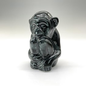 Rookwood Present Day Pottery Animal Figurine, Blue Monkey