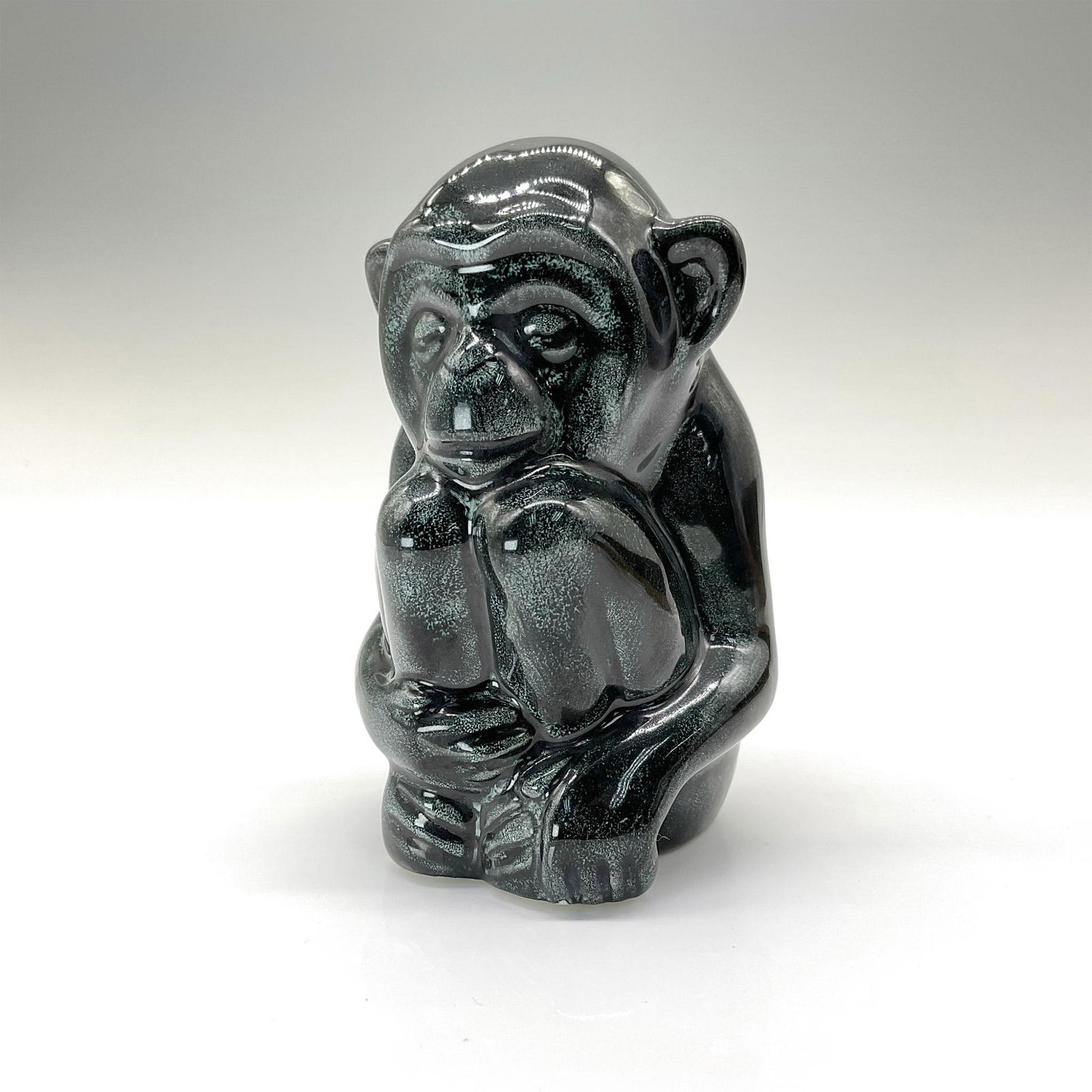 Rookwood Present Day Pottery Animal Figurine, Blue Monkey (1 of 4)