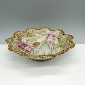 Nippon Porcelain Scalloped Edge Orchid Bowl