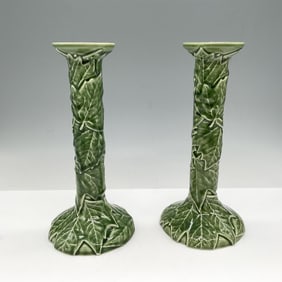 Pair of Portugal Porcelain Ivy Candlestick Holders
